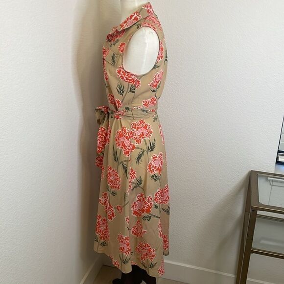 BANANA REPUBLIC Floral Print Midi Sundress | Tan |  Size 6 - Picture 4 of 7